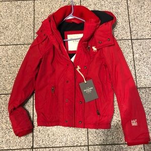 Abercrombie and Fitch men small jacket red hood